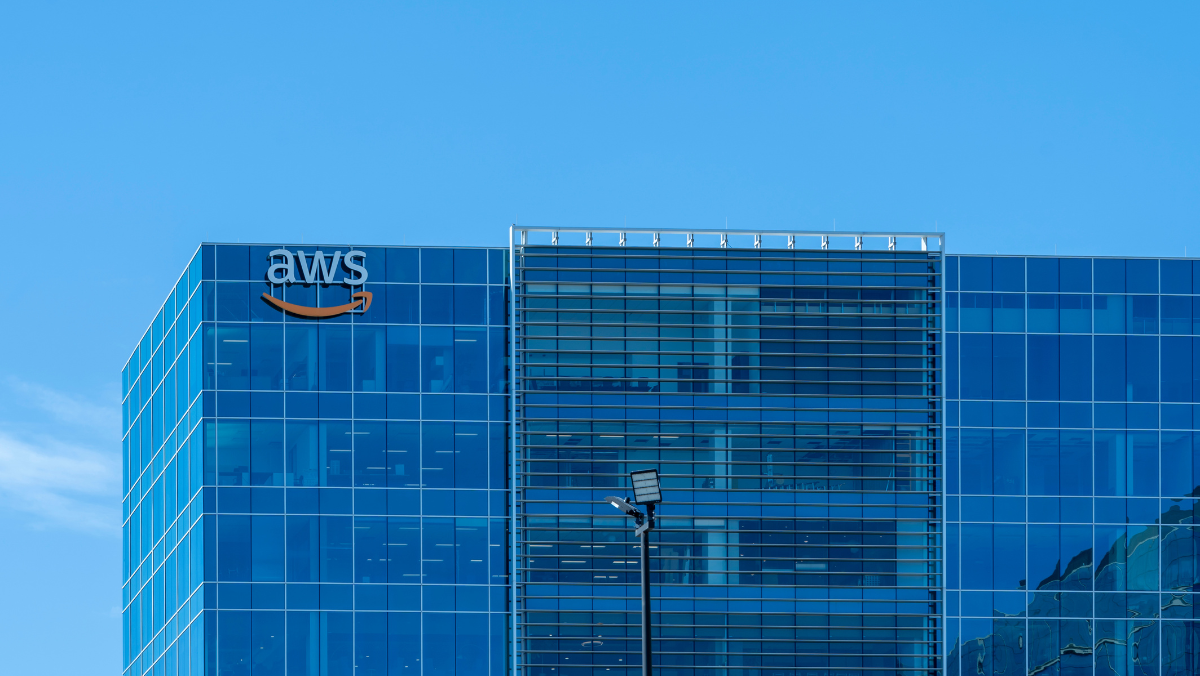 Amazon Web Services office building, a key cloud provider for pharmaceutical genomics research